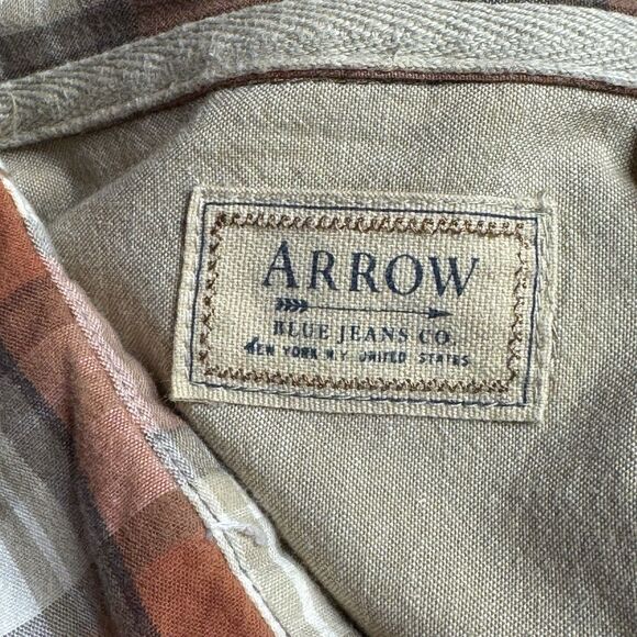 Arrow Blue Jean Co. Shirt Mens XXL Rust Plaid Short Sleeve Button Up Cotton - Picture 8 of 12